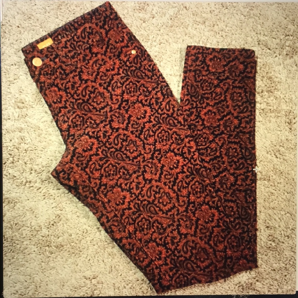 Anthropologie Navy &Orange Paisley Corduroy,Size27